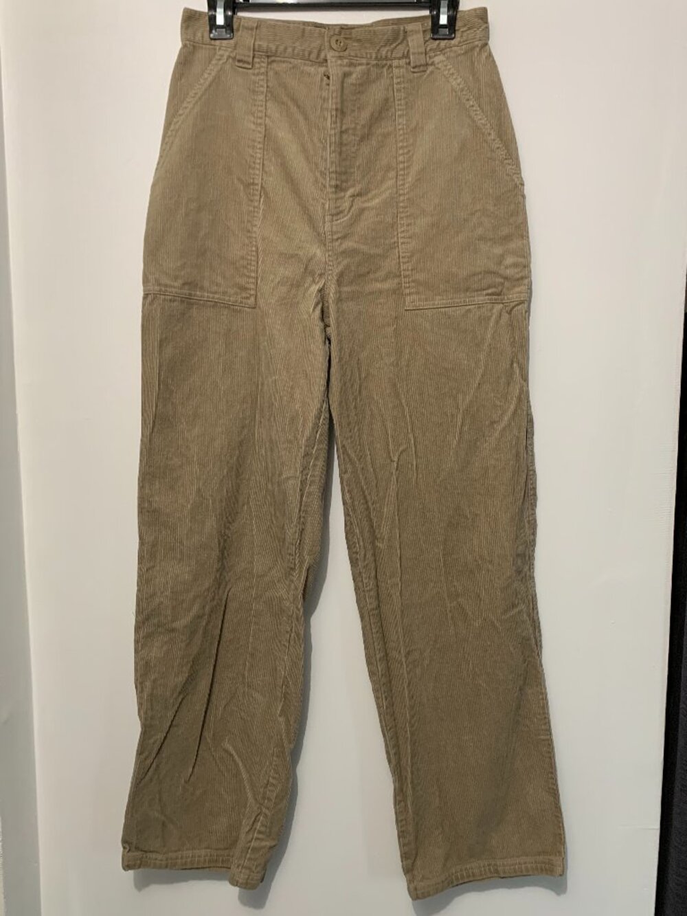 Route 66 Corduroy Pants Womens Size 12 Tan High Rise Utility Cargo Straight Leg
